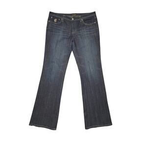 Rocawear Women’s Flare Leg Jeans Size 13 Dark Wash Embroidered Pocket Mid Rise